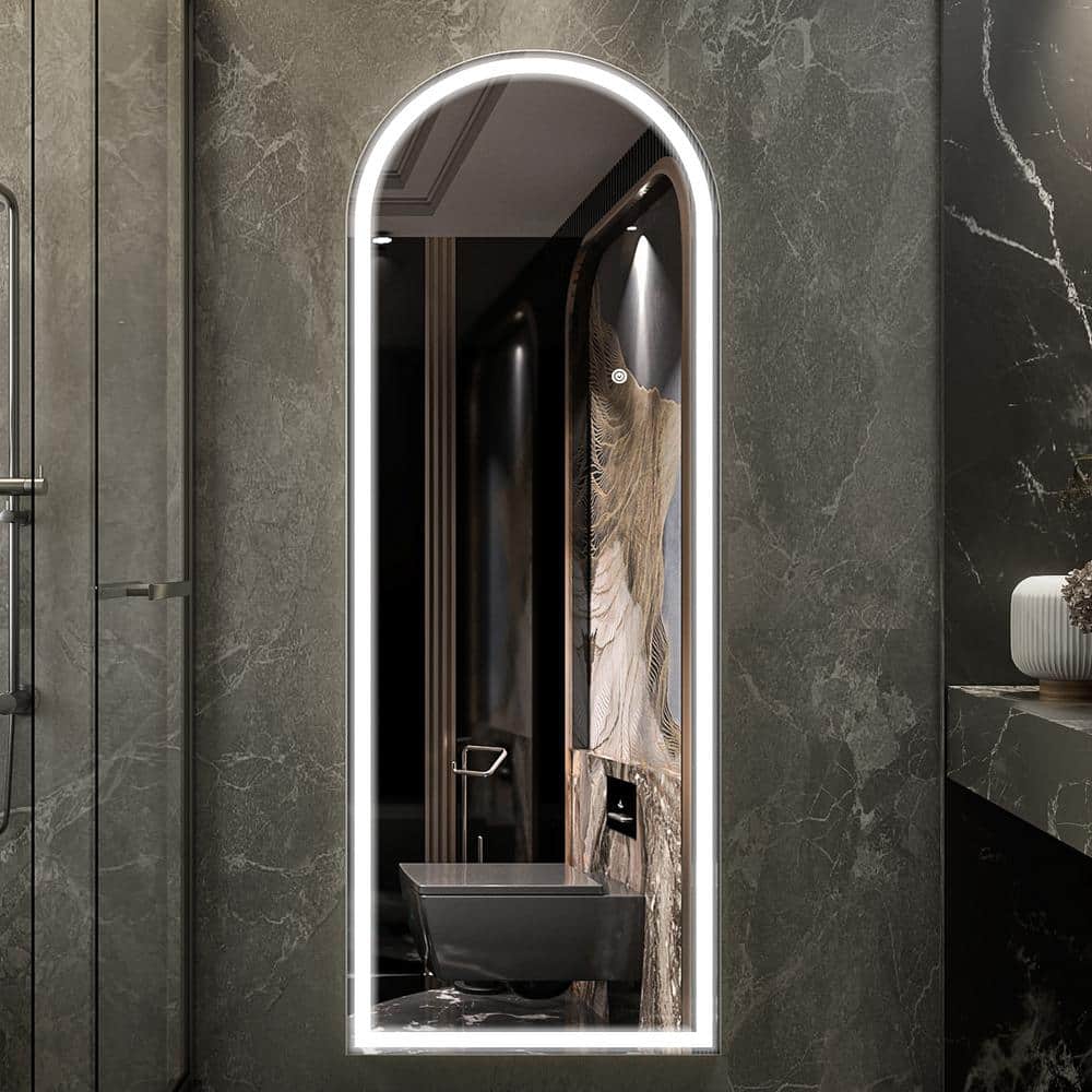 GLSLAND 20 in. W x 63 in. H LED Light Arched Frameless Wall