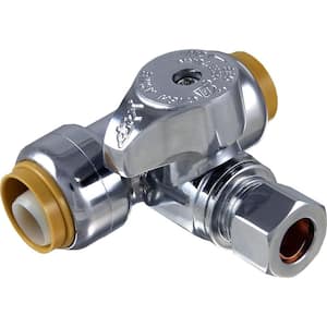 1/2 in. Push-to-Connect x 1/2 in. Push-to-Connect x 3/8 in. Compression Chrome-Plated Brass Service Stop Tee