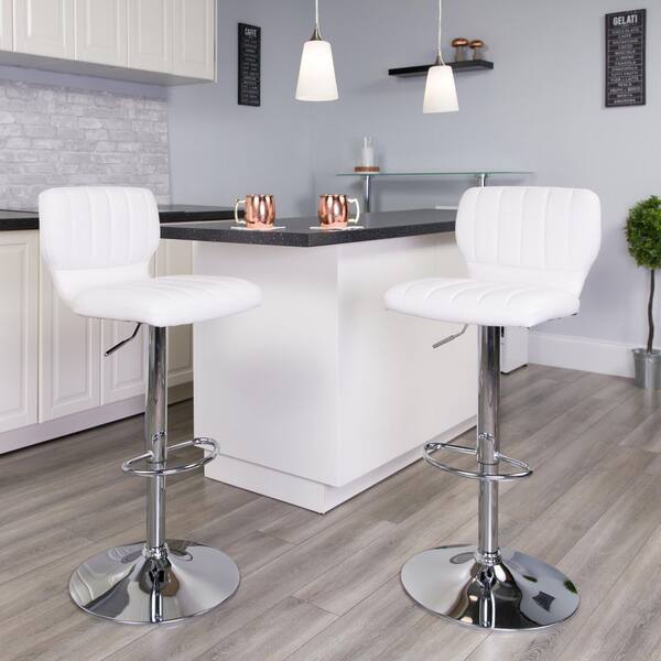Carnegy Avenue in White Vinyl Bar Stool (Set of 2) CGA-CH