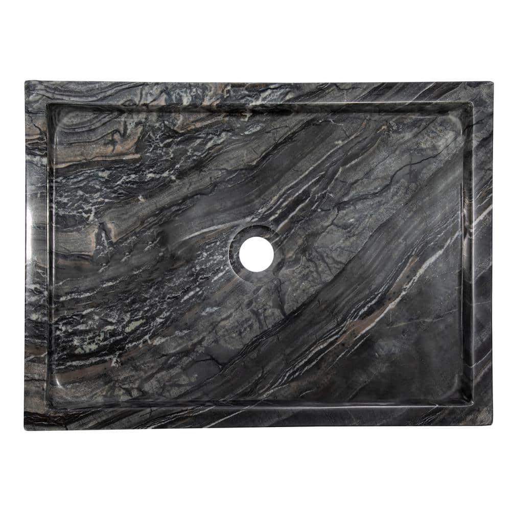 Charcoal Gray Stone Rectangular Vessel Bathroom Sink