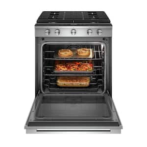 5.8 cu. ft. Smart Contemporary Handle Slide-in Gas Range with Air Fry With Connection in Stainless Steel