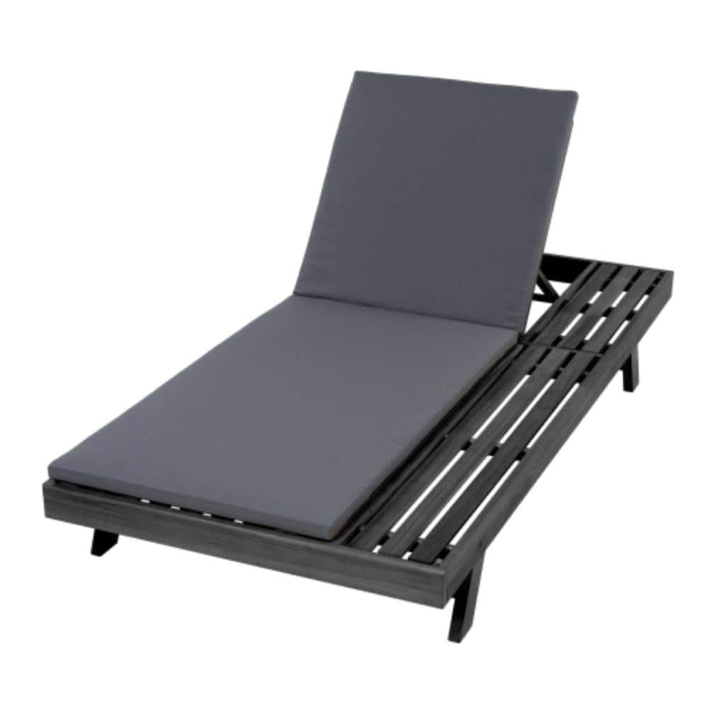 Black 1-Piece Acacia Wood Outdoor Patio Chaise Lounge with Dark Gray Cushions price history on PriceWatchPro