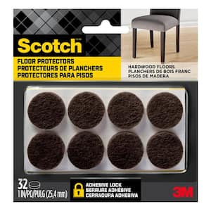 1 in. Brown Round Surface Protection Felt Floor Pads (32-Pack)