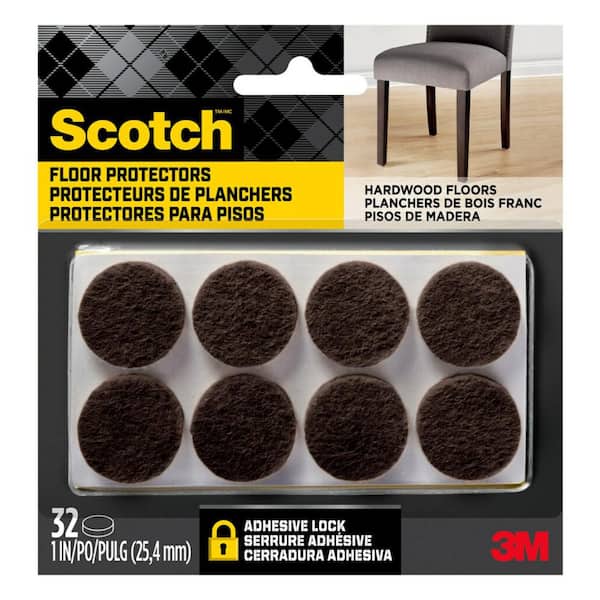 Scotch 1 in. Brown Round Surface Protection Felt Floor Pads (32-Pack)
