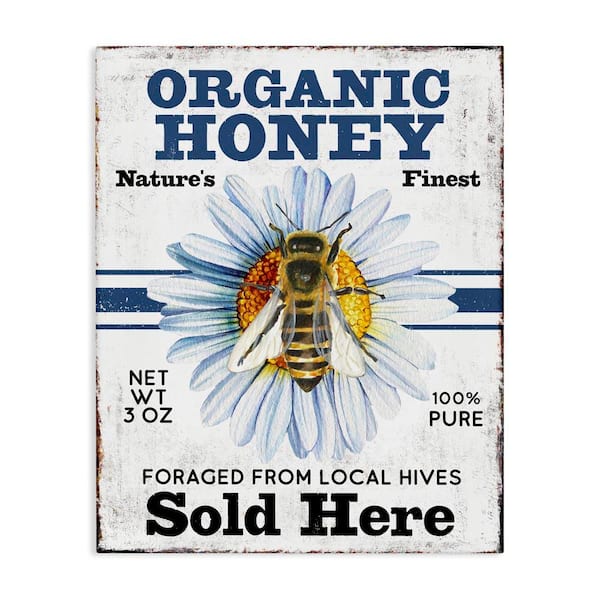Stupell Industries Organic Honey Sold Here by Creatif Belle Unframed Animal Graphic Art Print 40 in. x 30 in.