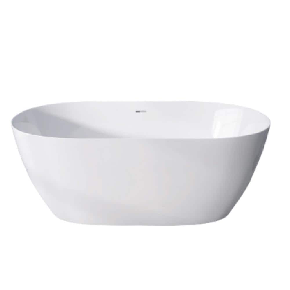 Acrylic 59 in. x 29.90 in. Soaking Bathtub with Integrated Slotted Overflow