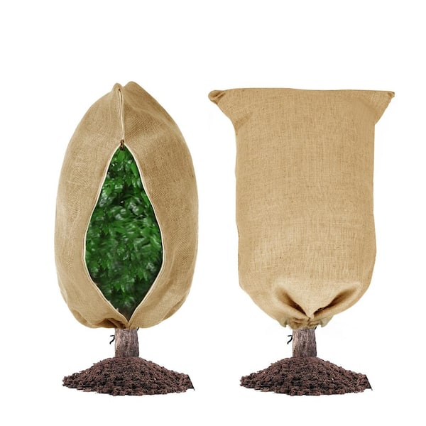 Wellco 70 in. x 82 in. Burlap Winter Plant Cover Bags with Zipper (2-Pack)