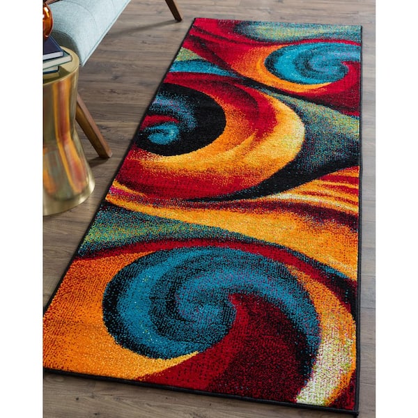 Symphony Abstract Multi-Color 3 ft. x 8 ft. Indoor Runner Rug