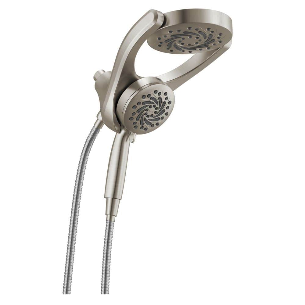 Brushed Nickel Dual Shower Head with Handheld and Rain Options
