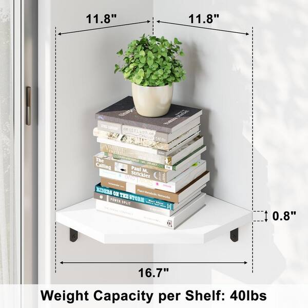 10.24 in. W x 10.24 in. D White Solid Wood Corner Decorative Wall