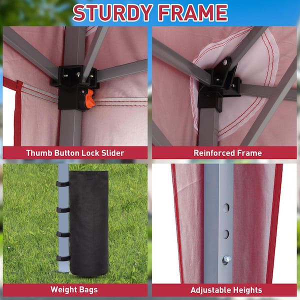 OVASTLKUY 10 ft. x 10 ft. Red Outdoor Instant Shelter Canopy OVASTLKUY 10 ft. x 10 ft. Red Outdoor Instant Shelter Canopy