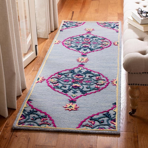Bellagio Blue/Multi 2 ft. x 5 ft. Border Runner Rug