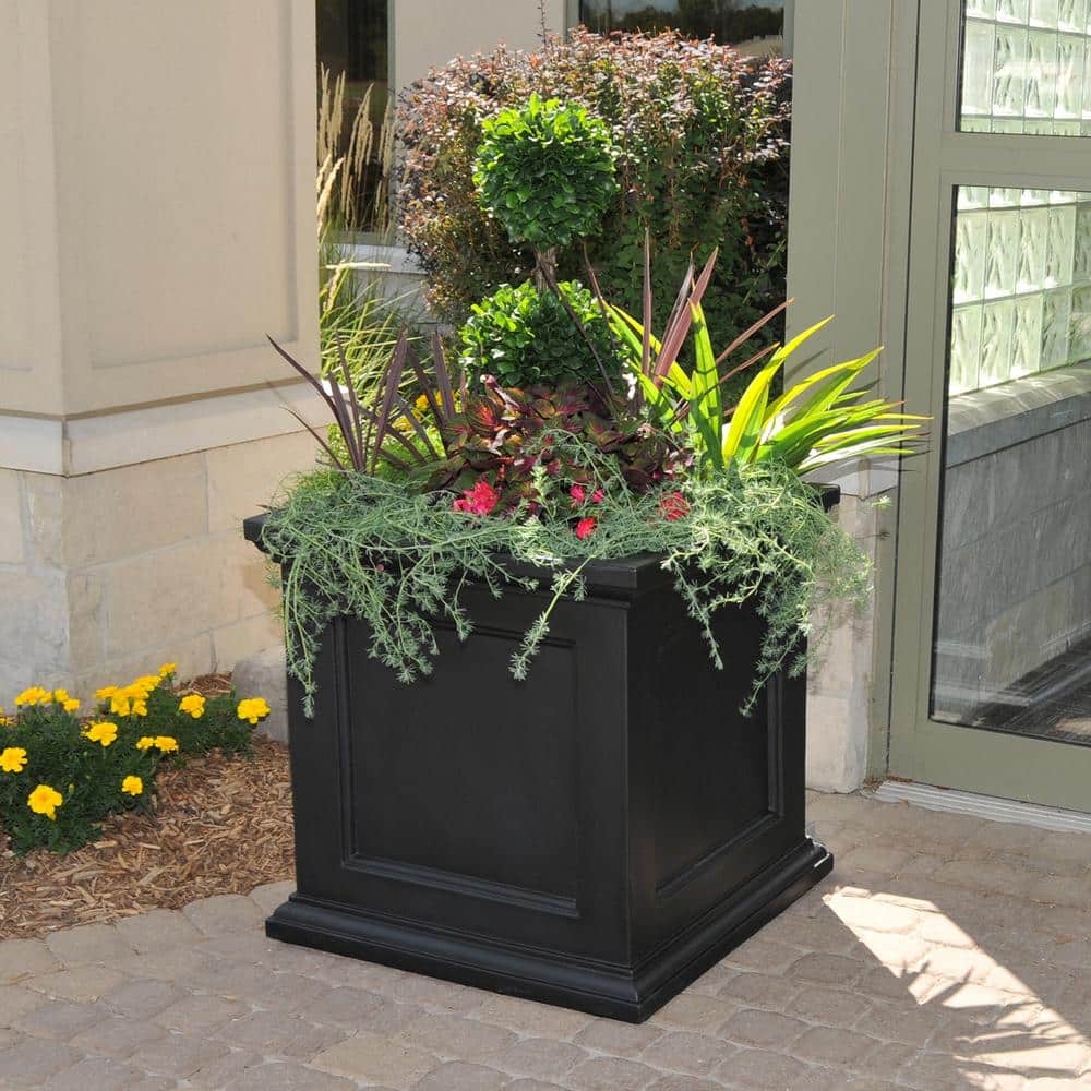 Fairfield 28" Square Black Polyethylene Outdoor Planter Box
