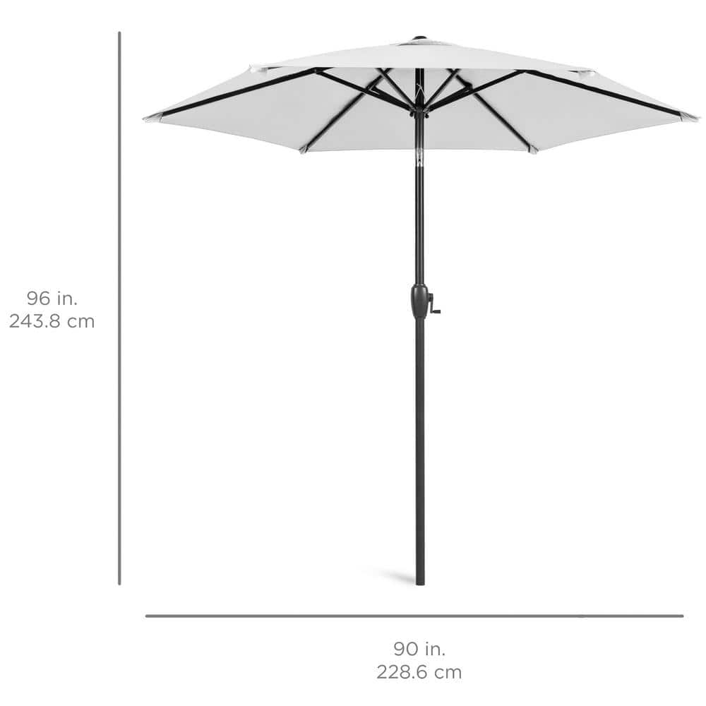Fog Gray 7.5ft Heavy-Duty Outdoor Market Patio Umbrella with Steel Pole