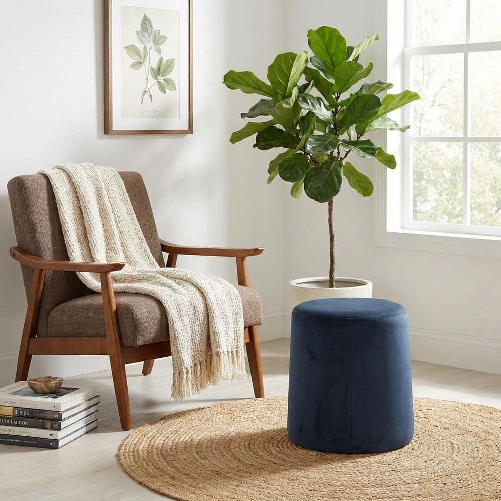 Homepop Blue Velvet Polyester Organic Shape Decorative Accent
