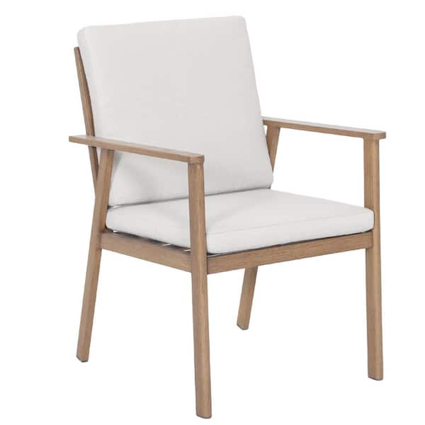 Light Wood Aluminum Outdoor Dining Chairs, Patio Dining