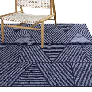 Darcy Blue/White 5 ft. x 7 ft. Striped Indoor/Outdoor Area Rug