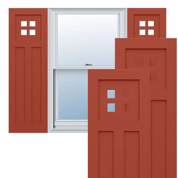 Ekena Millwork True Fit PVC 12 in. W x 70 in. H Raised Panel Vinyl Shutters Pair in Colorful Leaves