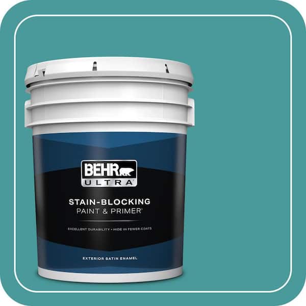 BEHR ULTRA 5 gal. #510D-6 Aquatic Green Satin Enamel Exterior Paint & Primer