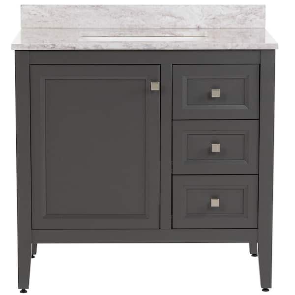 Darcy 37 in. Single Sink Shale Gray Bath Vanity with Winter Mist Cultured Marble Top (Assembled)