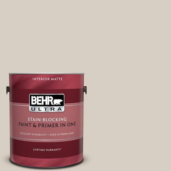 BEHR ULTRA 1 gal. #UL170-10 Aged Beige Matte Interior Paint and Primer in One