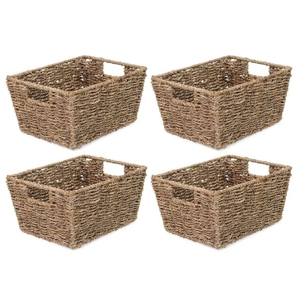Brown Basket デモセット4枚 Brown 8.7 in. x 6.3 in. Seagrass Decorative Basket (Set of 4) with