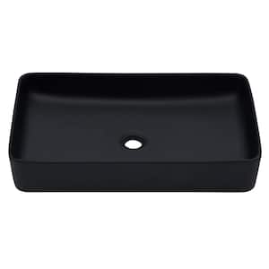 4.5 in . Ceramic Rectangular Vessel Bathroom Sink in Black