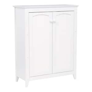 28-1/2 in. W x 36 in. H x 12-1/2 in. D Wood Bathroom Linen Storage Floor Cabinet in White