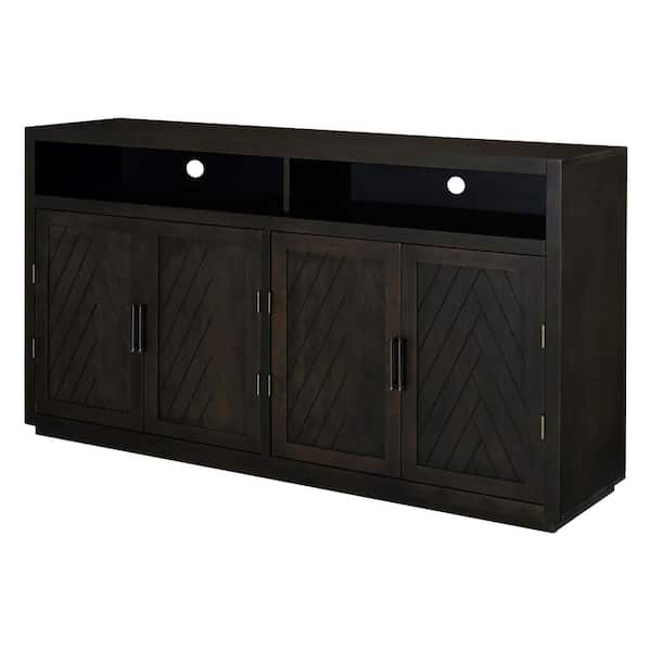 60 in. W x 15.7 in. D x 33.36 in. H in Gray Brown MDF Ready to Assemble Floor Base Kitchen Cabinet Sideboard