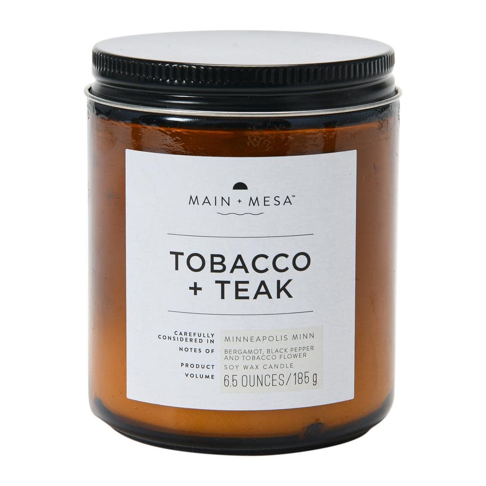 Amber Glass Jar Soy Candle with Lid, 6.5 oz