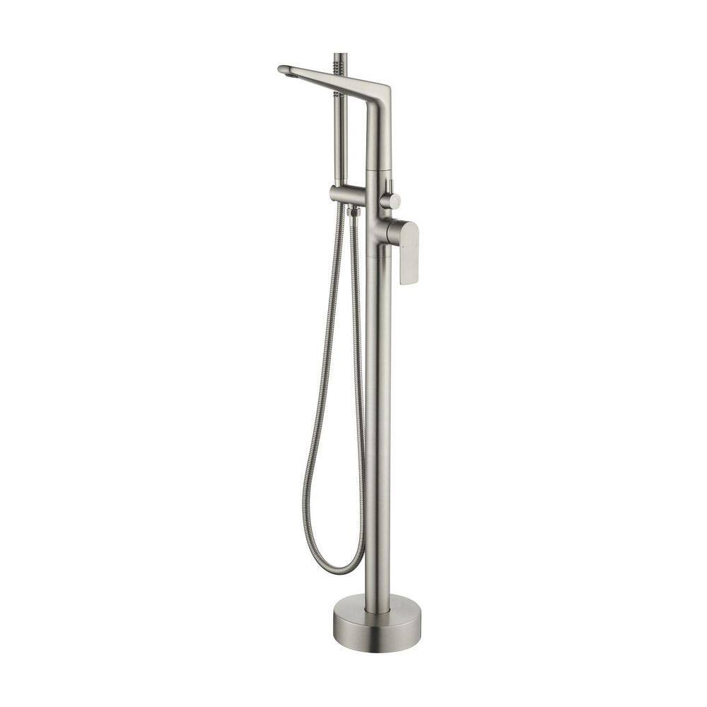 2-Handle Deck Floor Mount Claw Foot Tub Faucet with Hand Shower, Free Standing Bathtub Shower Faucet in Brushed Nickel price history on PriceWatchPro