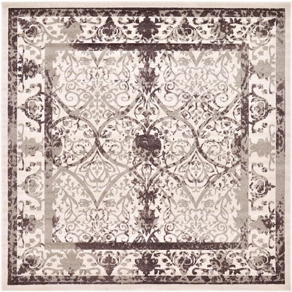 Unique Loom La Jolla Traditional Brown 10' 0 x 10' 0 Square Rug