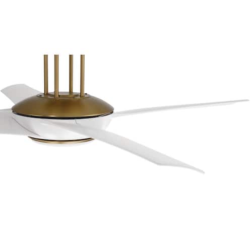 Cam 54 in. Indoor White/Satin Brass CeilingFan and Integrated LED Light Smart Wi-Fi Enabled Remote with Voice Activation Ceiling Fans