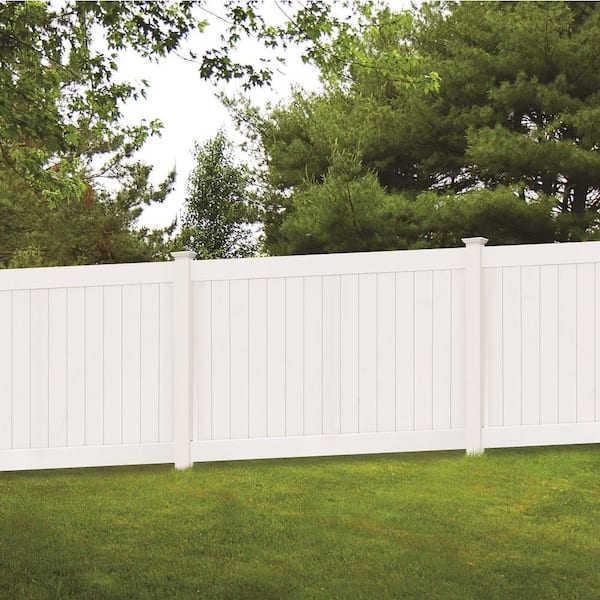 Veranda Linden 9 ft. White Vinyl Routed End Gate Fence Post