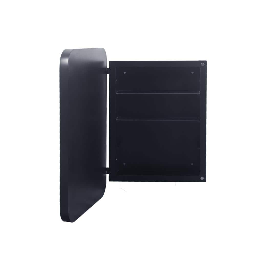 16 in. W x 24 in. H Rectangular Metal Recessed White Medicine Cabinet with Mirror Adjustable Shelves Storage in Black price history on PriceWatchPro