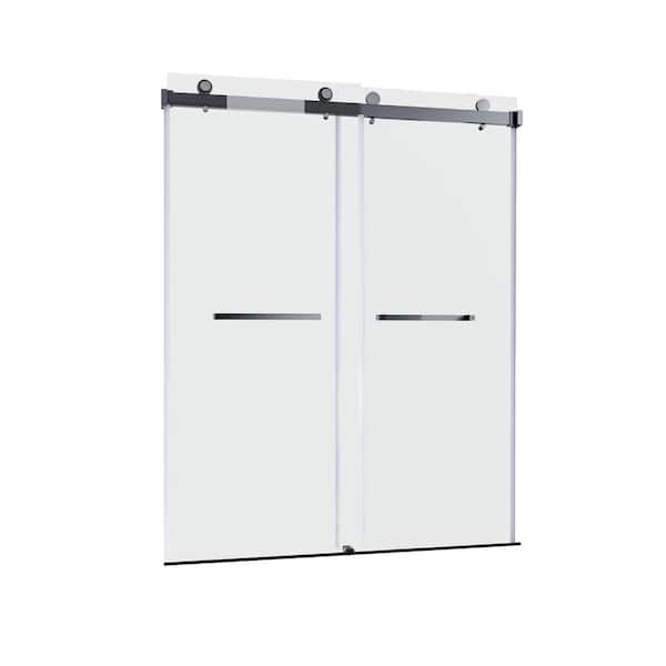 Wegate 60 in. x 76 in. Sliding Door with Stainless Steel Hardware, Matte Black