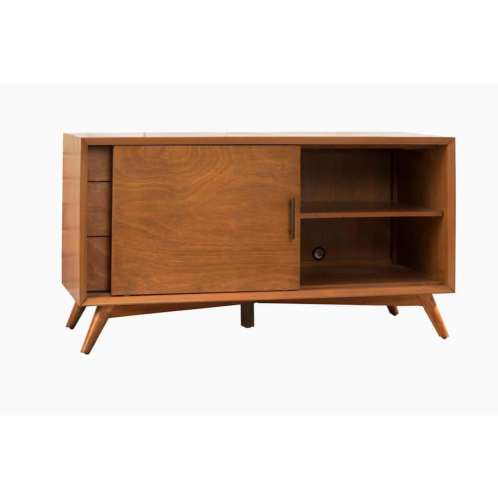 Flynn Acorn Mid-Century Modern Mahogany TV Console with Cabinet