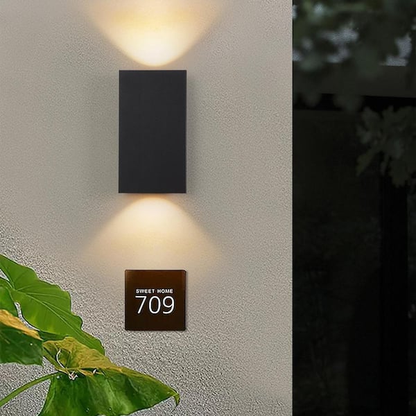 EDISLIVE Barryion 2-Light Modern Black Outdoor Integrated LED Wall