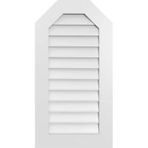 20 in. x 38 in. Octagonal Top Surface Mount PVC Gable Vent: Decorative with Standard Frame