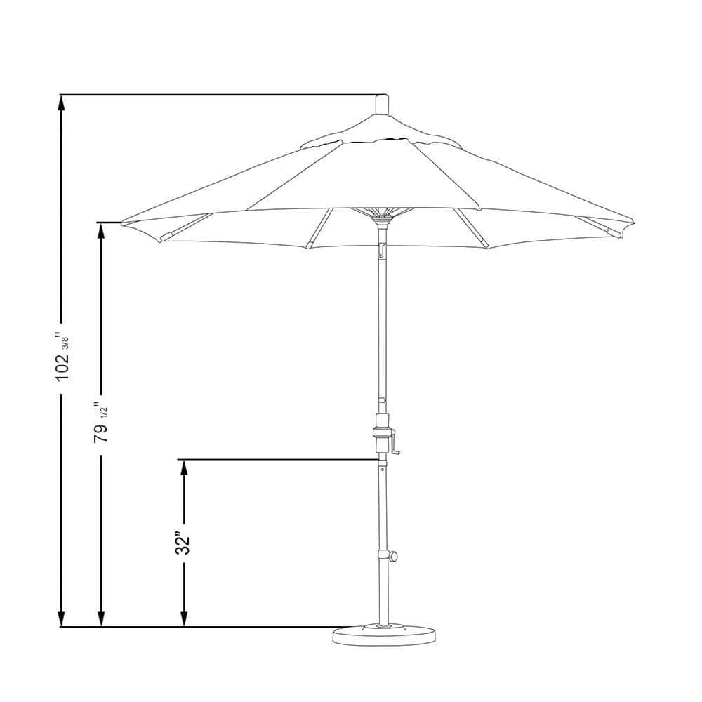 9 ft Black Sunbrella Canvas Aluminum Market Umbrella