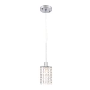 Timeless Home 4.7 in. 1-Light Chrome and Clear Pendant Light, Bulbs Not Included