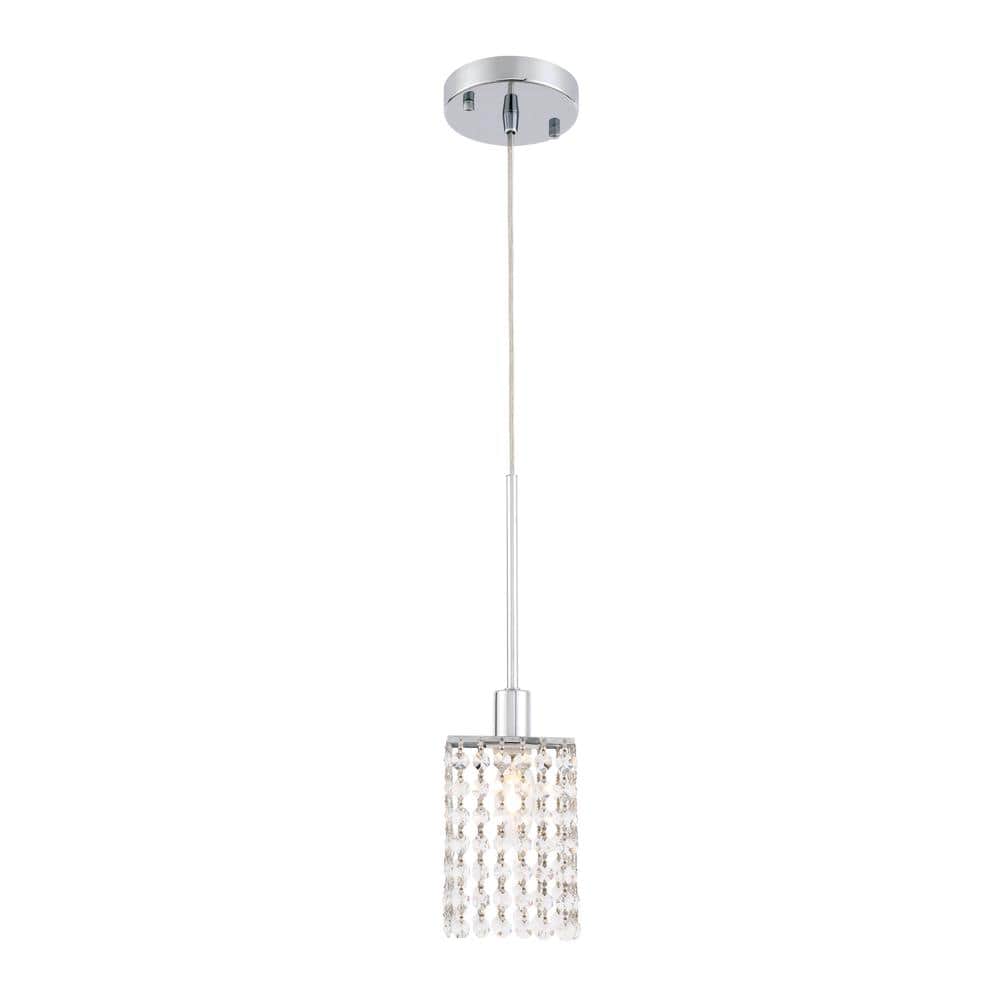 Timeless Home Tabitha 4.7 in. W x 13.4 in. H 1-Light Chrome and Clear Penda