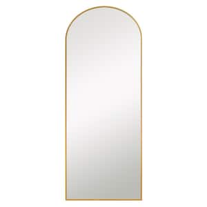 28 in. W x 59 in. H Modern Arch Metal Framed Gold Full Length Floor Mirror Standing Mirror