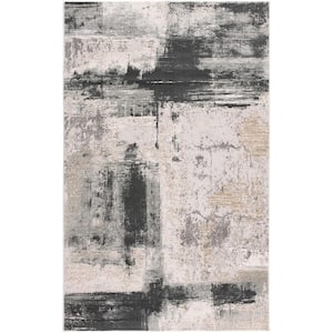 Silvia Cream Blue 9 ft. x 12 ft. 3 in. Modern Distressed Area Rug Large