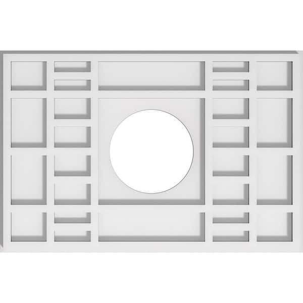 Ekena Millwork 18 in. W x 12 in. H x 5 in. ID x 1 in. P Beaux Architectural Grade PVC Contemporary Ceiling Medallion