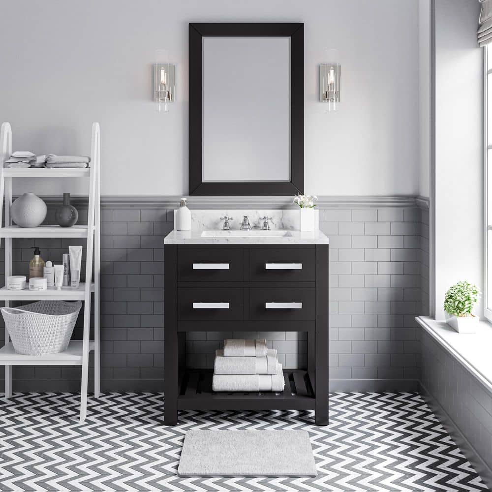 30 in. Vanity in Espresso with Marble Vanity Top in Espresso and Mirror price history on PriceWatchPro