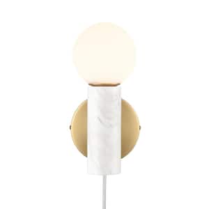 Sena 9 in. Gold/White Wall Sconce