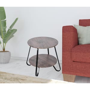 Amelia 18.1 in. W Dark Brown 17.7 in. R Round Particle Board End Table with 1-Piece