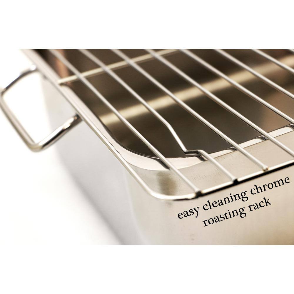 Stainless Steel Deep Dish Roaster with Rack and Cover