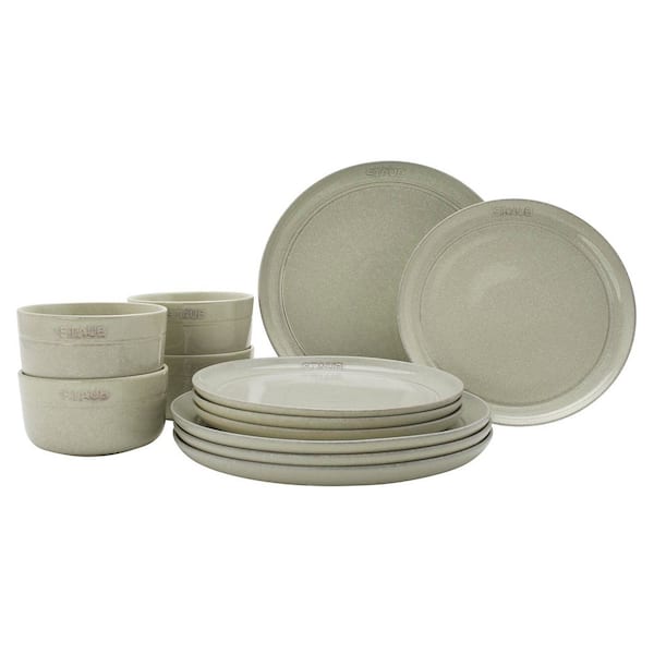 Ceramic Dinnerware 12-Piece Set - White Truffle